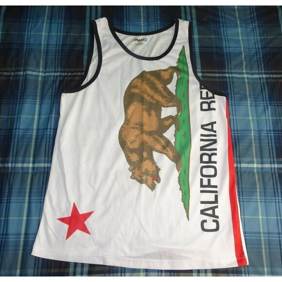 White Republic of California Bear Tanktop Shirt Size Small - Picture 1 of 3